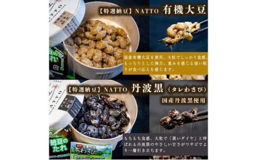 納豆 NATTO 高級国産納豆8種食べ比べセット 9個入り なっとう 丹波産 わさび 黒みつ 赤大豆 パンダ豆 もち麦 枝豆 ピスタチオ 有機大豆 9個入り