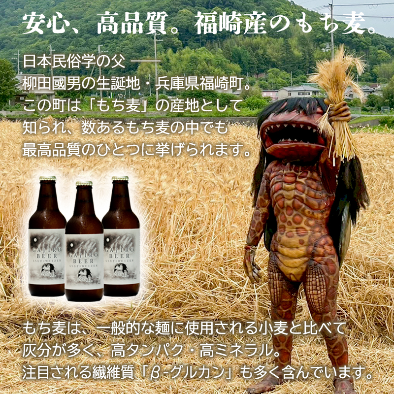福崎町産もち麦使用『ガジロウBEER』 瓶330ml(6本セット)