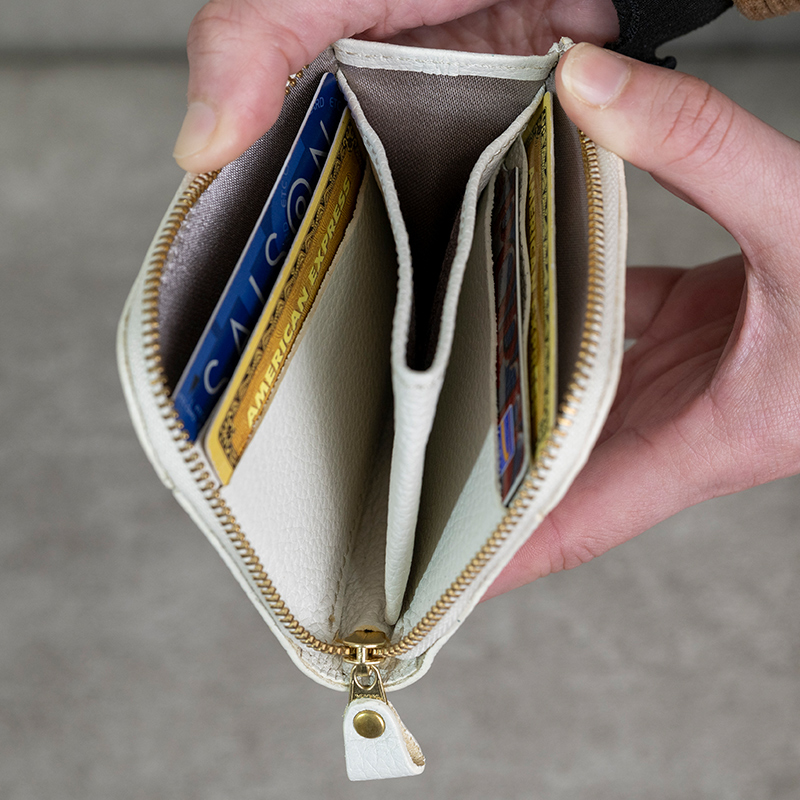 本革 L字ファスナー ミニ財布 日本製 レザー 革製品 コンパクト 小銭入れ Liete WH-23 スカイブルー スカイブルー