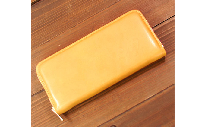 本革 ラウンドファスナー 財布 日本製 レザー 革製品 高級 財布 Bliss ピット鞣し WH-14 レッドブラウン マスタード