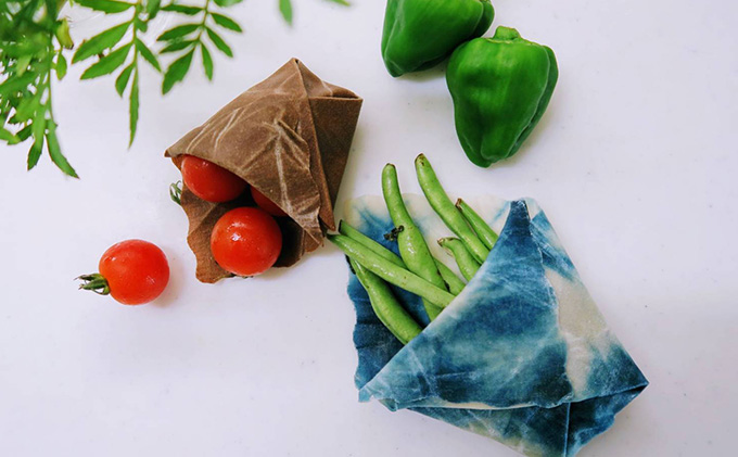 藍染草木染エコラップ2枚セット（S，M) 藍染セット 藍染セット