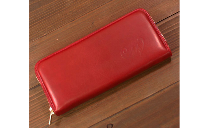 本革 ラウンドファスナー 財布 日本製 レザー 革製品 高級 財布 Bliss ピット鞣し WH-14 レッドブラウン マスタード