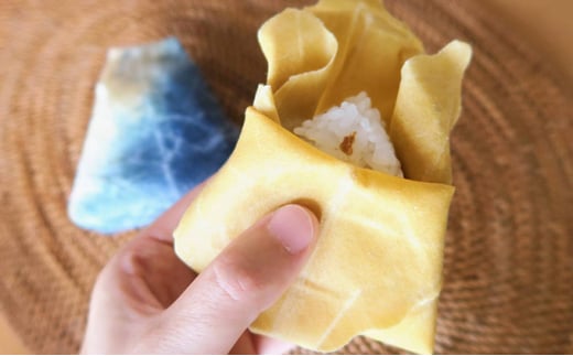 藍染草木染エコラップ2枚セット（S，M) 茜染め、やまもも染めセット 茜染め、やまもも染めセット ピンク・黄色セット