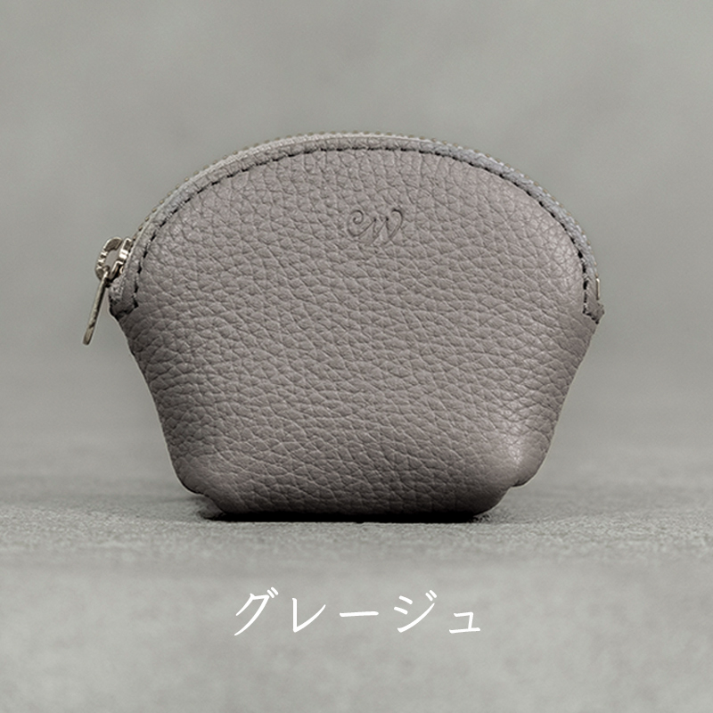 本革 ラウンドミニポーチ 日本製 レザー 革製品 小物 収納 Liete WH-20 グレージュ グレージュ