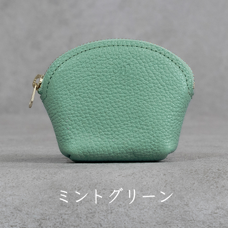 本革 ラウンドミニポーチ 日本製 レザー 革製品 小物 収納 Liete WH-20 ミントグリーン ミントグリーン
