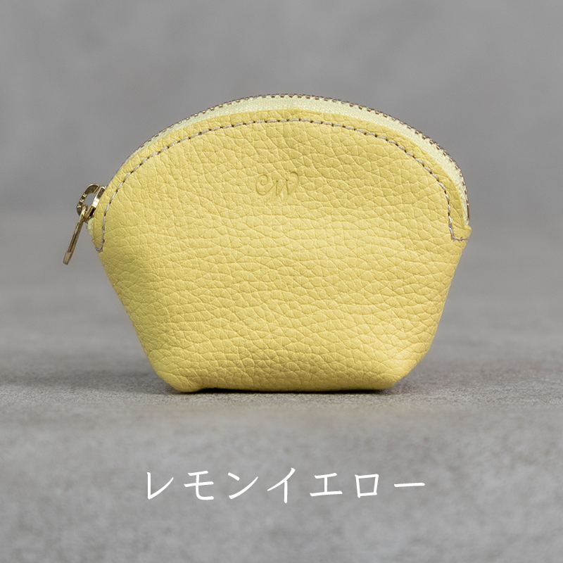 本革 ラウンドミニポーチ 日本製 レザー 革製品 小物 収納 Liete WH-20 レモンイエロー レモンイエロー