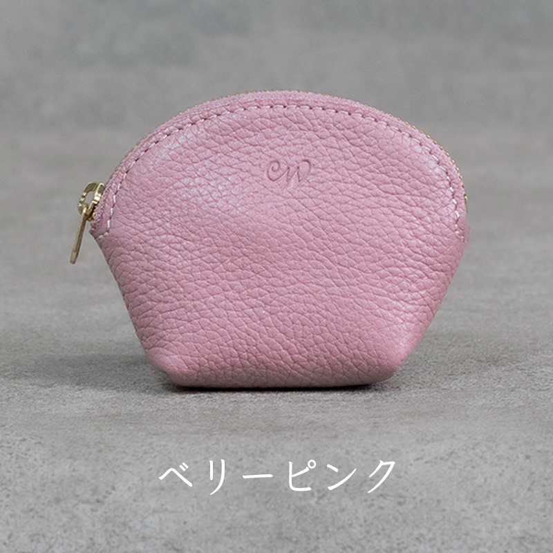 本革 ラウンドミニポーチ 日本製 レザー 革製品 小物 収納 Liete WH-20 ベリーピンク ベリーピンク