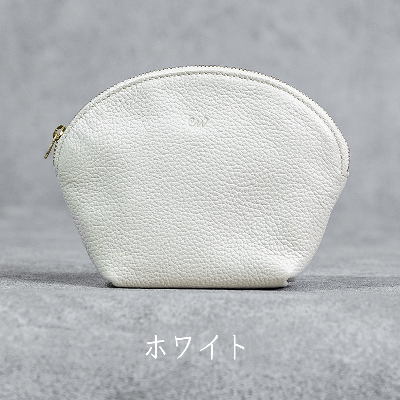 本革 ラウンドポーチ 日本製 レザー 革製品 ポーチ 化粧ポーチ 旅行 トラベル 出張 Liete WH-22 ホワイト ホワイト
