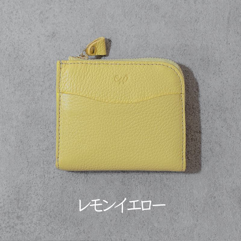 本革 L字ファスナー ミニ財布 日本製 レザー 革製品 コンパクト 小銭入れ Liete WH-23 レモンイエロー レモンイエロー