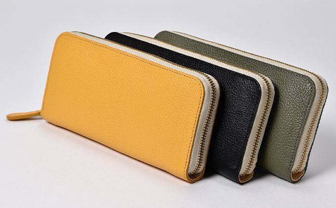 本革 ラウンドファスナー 財布 日本製 レザー 革製品 WH-02 イエロー イエロー