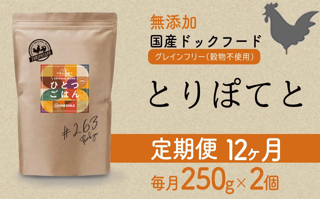 【定期便12か月】愛犬ごはん【ひとつごはん】とりぽてと500g 250g×2 定期便12か月