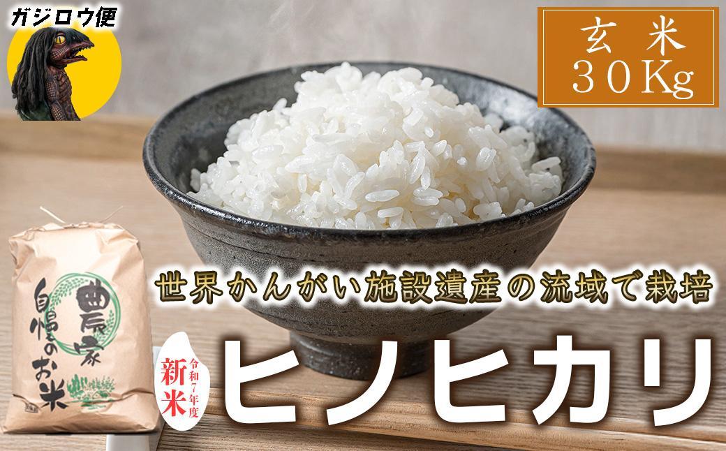 ガジロウ便【北海道・東北・九州】玄米 30kg 令和7年度産 ヒノヒカリ 八千種米 お米 30kg ごはん 兵庫県産 世界かんがい施設遺産登録『西光寺野疏水路』 玄米30kg