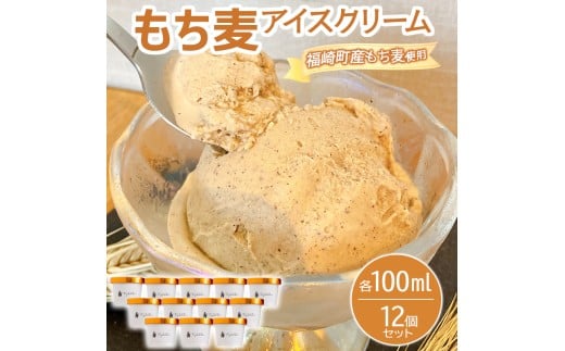 もち麦アイスクリーム 12個入 福崎町産もち麦使用 アイスクリーム もち麦
