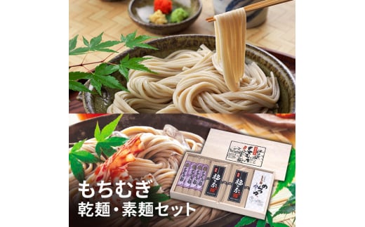もちむぎ乾麺・素麺セット もちむぎ麺 そうめん 手延べ麺 もち麦使用