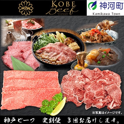 【発送月固定定期便】兵庫県の厳しい基準をクリアした「神戸ビーフ」を少しずつ小分けにしてお届け!全3回【配送不可地域：離島】