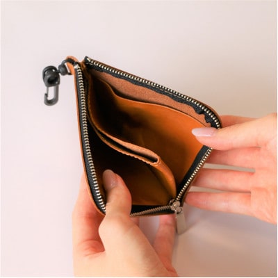 【申込受付後 生産】ジャパンレザー　本革ネックウォレット(ライトブラウン)　本格牛革使用