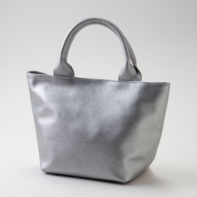 【申込受付後 生産】ジャパンレザー　本革トートバッグ(シルバー)　本格牛革使用