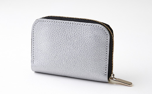 【申込受付後 生産】ジャパンレザー　本格牛革使用　本革コインケース(シルバー)