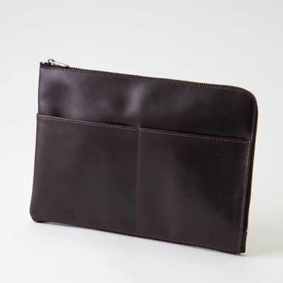 【申込受付後 生産】ジャパンレザー　本革クラッチバッグ(ダークブラウン)　本格牛革使用