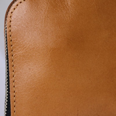 【申込受付後 生産】ジャパンレザー　本革ネックウォレット(ライトブラウン)　本格牛革使用