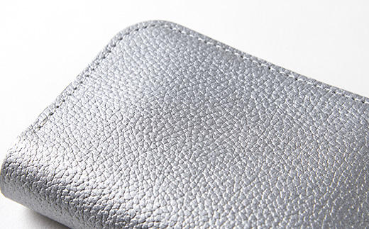 【申込受付後 生産】ジャパンレザー　本格牛革使用　本革コインケース(シルバー)