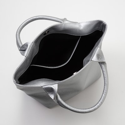 【申込受付後 生産】ジャパンレザー　本革トートバッグ(シルバー)　本格牛革使用