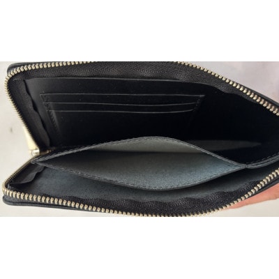 【申込受付後 生産】ジャパンレザー　本格牛革使用　本革長財布(ブラック)