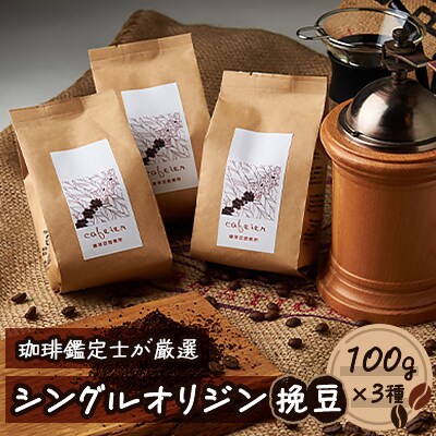 シングルオリジン【挽豆】　3種セット　100g×3種【配送不可地域：離島】