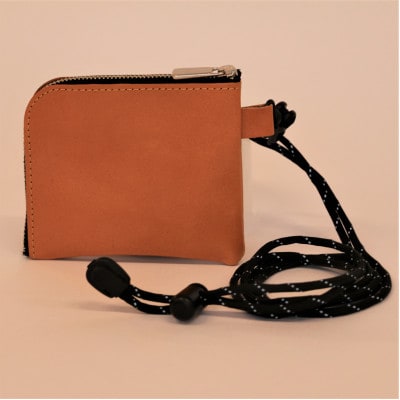 【申込受付後 生産】ジャパンレザー　本革ネックウォレット(ライトブラウン)　本格牛革使用