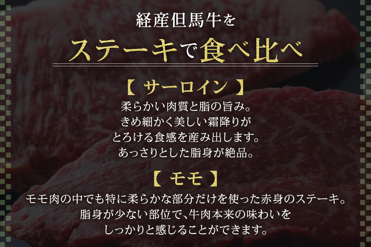 《12/21まで年内発送》【但馬牛 経産牛 ステーキ 食べ比べ サーロイン150g×2 モモ150g×2 合計4枚 600g】冷凍 配送日指定不可 黒毛和牛 ルーツ 但馬牛 神戸牛 仙台牛 飛騨牛 ルーツ牛 牛肉 ステーキ 焼肉 産地直送 大人気 ふるさと納税 返礼品 おすすめ ランキング 但馬 神戸 兵庫県 香美町 村岡 牛将 村岡ファームガーデン 35000円 TJM 02-29