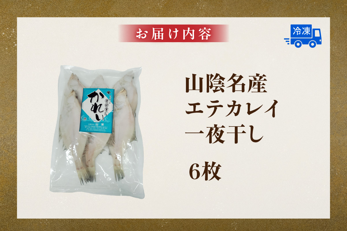 山陰 名産 エテカレイ 一夜干し 6枚 冷凍 かれい 香美町 74-11