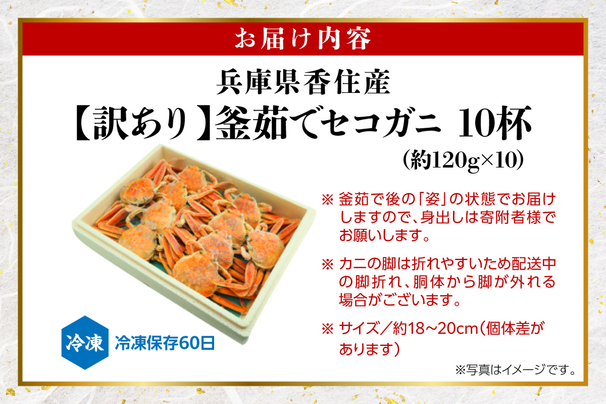 セコガニ 訳あり 約120g×10匹 冷凍 かに カニ 香美町 07-117 10匹