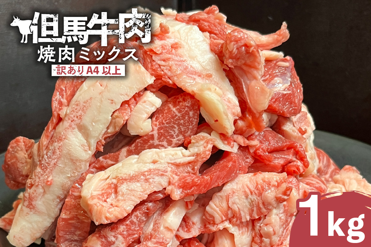 《12/21まで年内発送》【訳あり 但馬牛 焼肉ミックス 1kg】冷凍 訳あり A4以上 不揃い 牛肉 和牛 焼肉 人気 国産 アウトドア キャンプ BBQ  食べ比べ お取り寄せ 但馬 神戸 兵庫県 香美町 村岡ファームガーデン 02-40