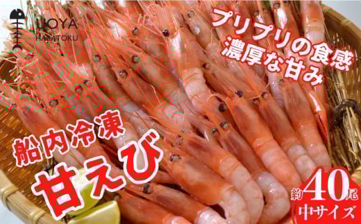 【船内冷凍 甘えび（あかえび）中サイズ40匹入り 】 700ｇ前後 冷凍 兵庫県香住産 日本海で水揚げされた鮮度抜群の甘えびを船内で急速冷凍しました。短時間で急速冷凍 細胞を壊さず、食品の美味しさをキープ 産地直送 香美町 香住 山陰 国産 刺身 海鮮 魚や HARATOKU 14000円 56-02