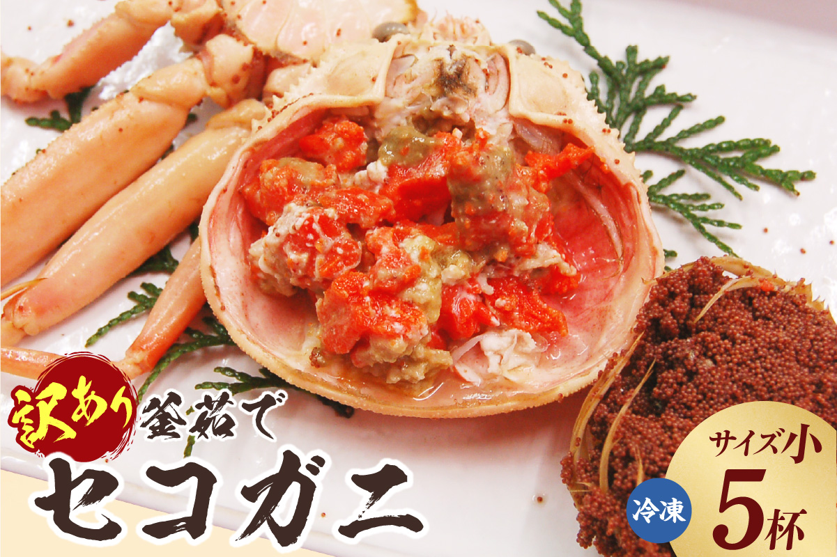 訳あり 釜茹で セコガニ 小サイズ 5枚入り 【令和8年11月中旬以降発送予定】 冷凍 かに カニ 香美町 74-03