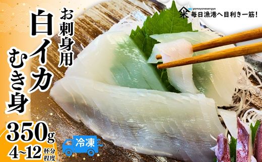 【柔らかくて甘い！お刺身用 白イカむき身 350g（冷凍）】ご入金確認後、水揚げ次第順次発送予定 下処理済み 産地直送 鮮度抜群 大人気 ふるさと納税 香美町 香住 送料無料 イカ 白いか  山米鮮魚 22000円 74-05