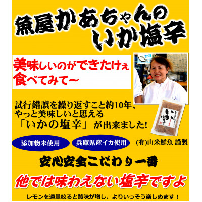 他では味わえない　魚屋かあちゃんの自家製イカの塩辛　2種類お味見セット　【配送不可地域：離島】