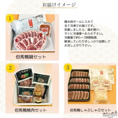 【毎月定期便】但馬鴨お楽しみコース3～4人前(鴨鍋　焼肉　しゃぶしゃぶ)全3回【配送不可地域：離島】
