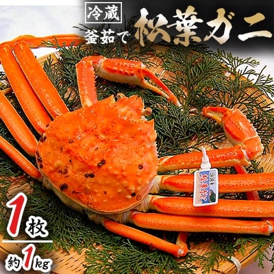 松葉ガニの本場より活〆茹でたてを即出荷　釜茹で松葉ガニ(冷蔵)　1枚　約1kg【配送不可地域：離島・北海道・沖縄県・東北】