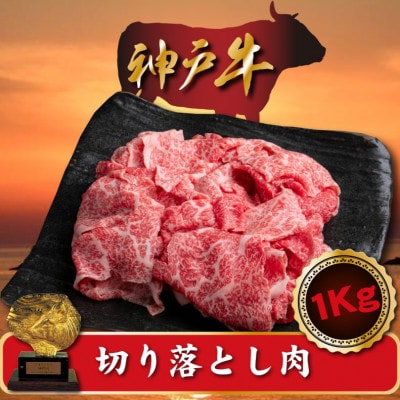 訳あり 神戸牛 切り落とし肉　500g×2　計1000g　SOS2S【配送不可地域：離島】
