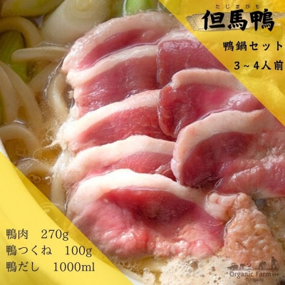 【冷凍・国産】兵庫県産 但馬鴨 鴨鍋セット(3～4人前)|無添加スープ付・BBQやアウトドアにも【配送不可地域：離島】