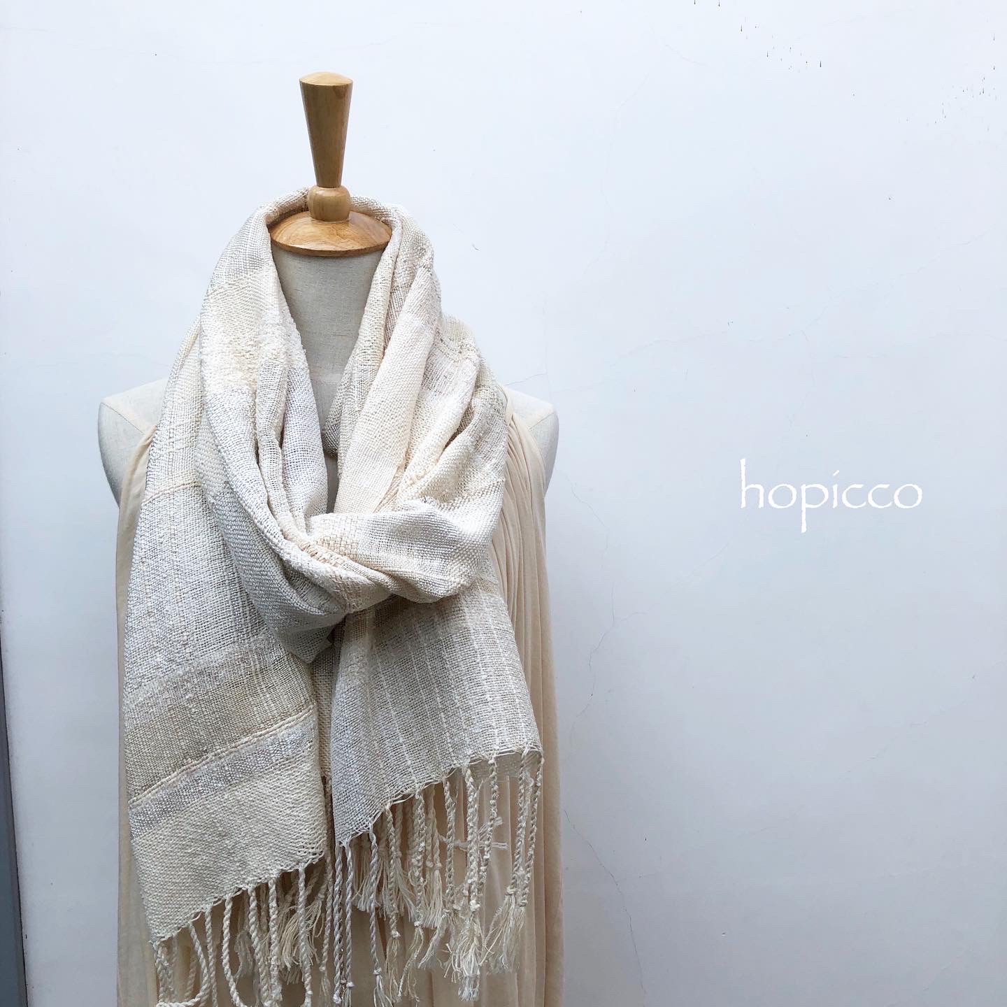 ストール（カシミヤ）40cm×180cm 白ベージュ系 合同会社工藝舎 奈良県 奈良市 なら 140-003