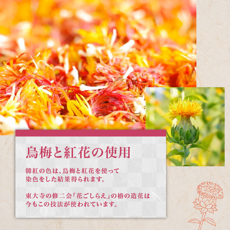 烏梅 紅花染め体験 生地染め コース ランチ付き 染め体験 烏梅 白雪ふきん ふきん 生地 染め ランチ 昼食 家庭料理 烏梅茶 お茶 お食事 食事 チケット 券 体験チケット 梅古庵 奈良県 奈良市