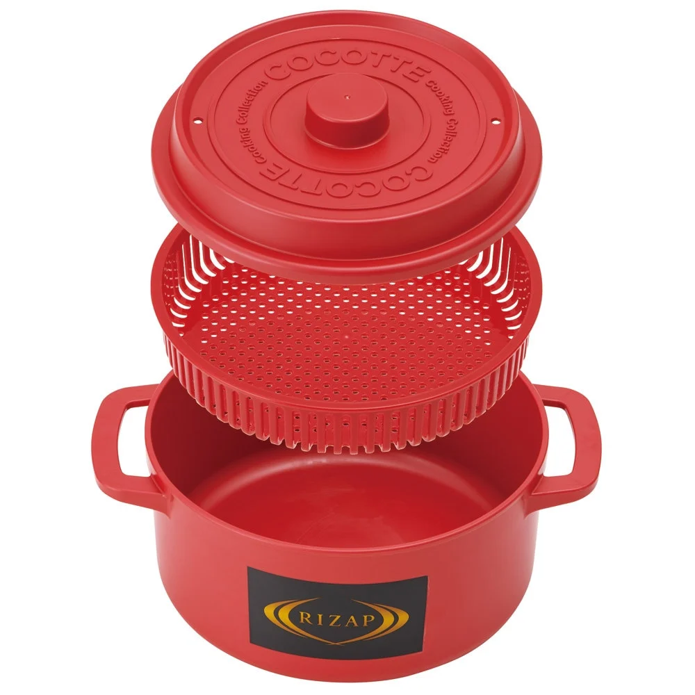 ココット風 電子レンジ用 ザル付き鍋 1.6L 赤 レッド 電子レンジ調理器 調理器具 スケーター skater MWCP2 RIZAP ライザップ rizap 男性 男子 女性 メンズ スケーター株式会社 奈良県 奈良市 なら 8-053