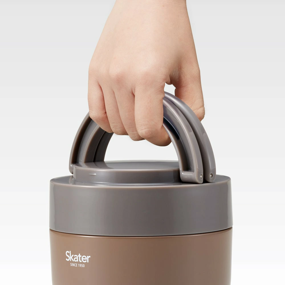 ランチジャー 弁当箱 「折りたたみハンドル付保温ジャー」 (ブラウン) 容量 800ml ステンレス ２段 ハンドル付き 保温 保冷 丼 ジャー ランチ 温かい skater 折り畳み コンパクトスケーター株式会社 680212 奈良県 奈良市 なら 10-097