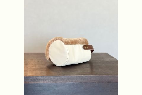 バンビ柄エコファー 2WAYバケツミニバッグ（ベージュ）CUSTOM BAG Milih 奈良県 奈良市 なら 48-004