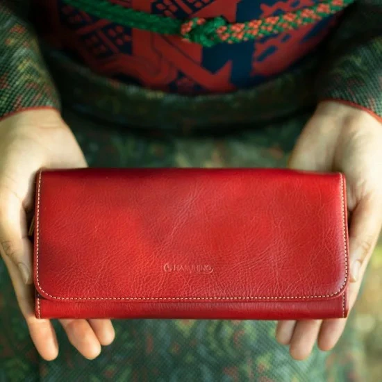 上質なヌメ革のフラップ 長財布 HARUHINO 奈良県 奈良市 なら 64-001