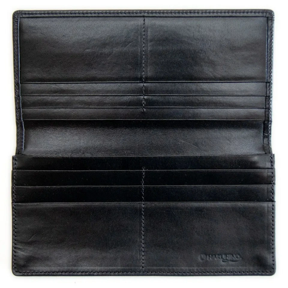シンプルなヌメ革かぶせ長財布（小銭入れなし）HARUHINO 奈良県 奈良市 なら 60-012