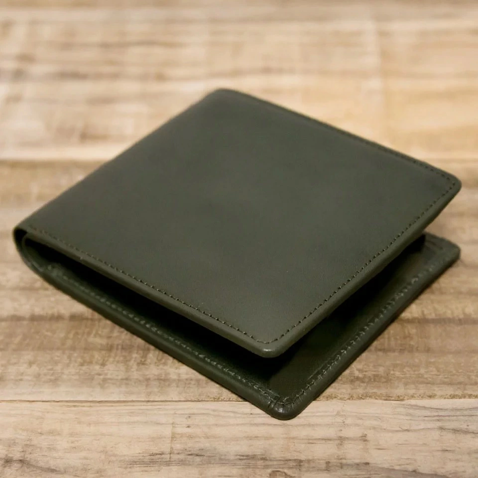 本革シンプルな二つ折り財布 小銭入れなし HARUHINO 奈良県 奈良市 なら 60-011