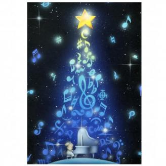 F-62 インチ版画「クリスマスミュージックツリー」 奈良市 有限会社SOCKS